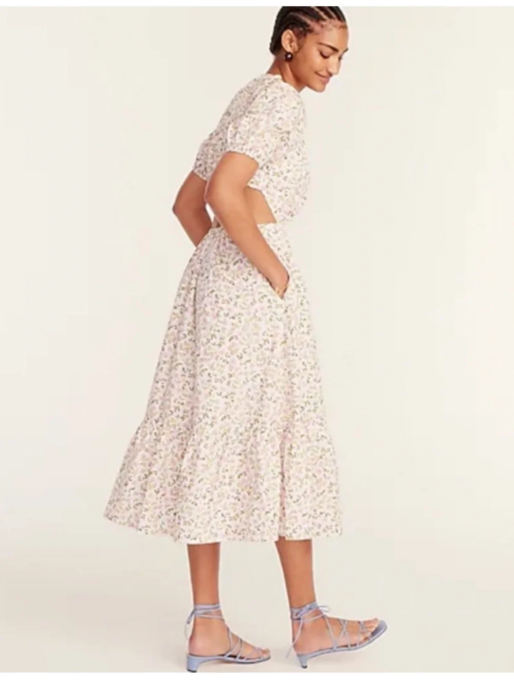 J. Crew Floral Cutout Midi Dress